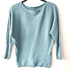 Vila Milano Womens Ribbed Drop Shoulder Pullover Sweater Blue